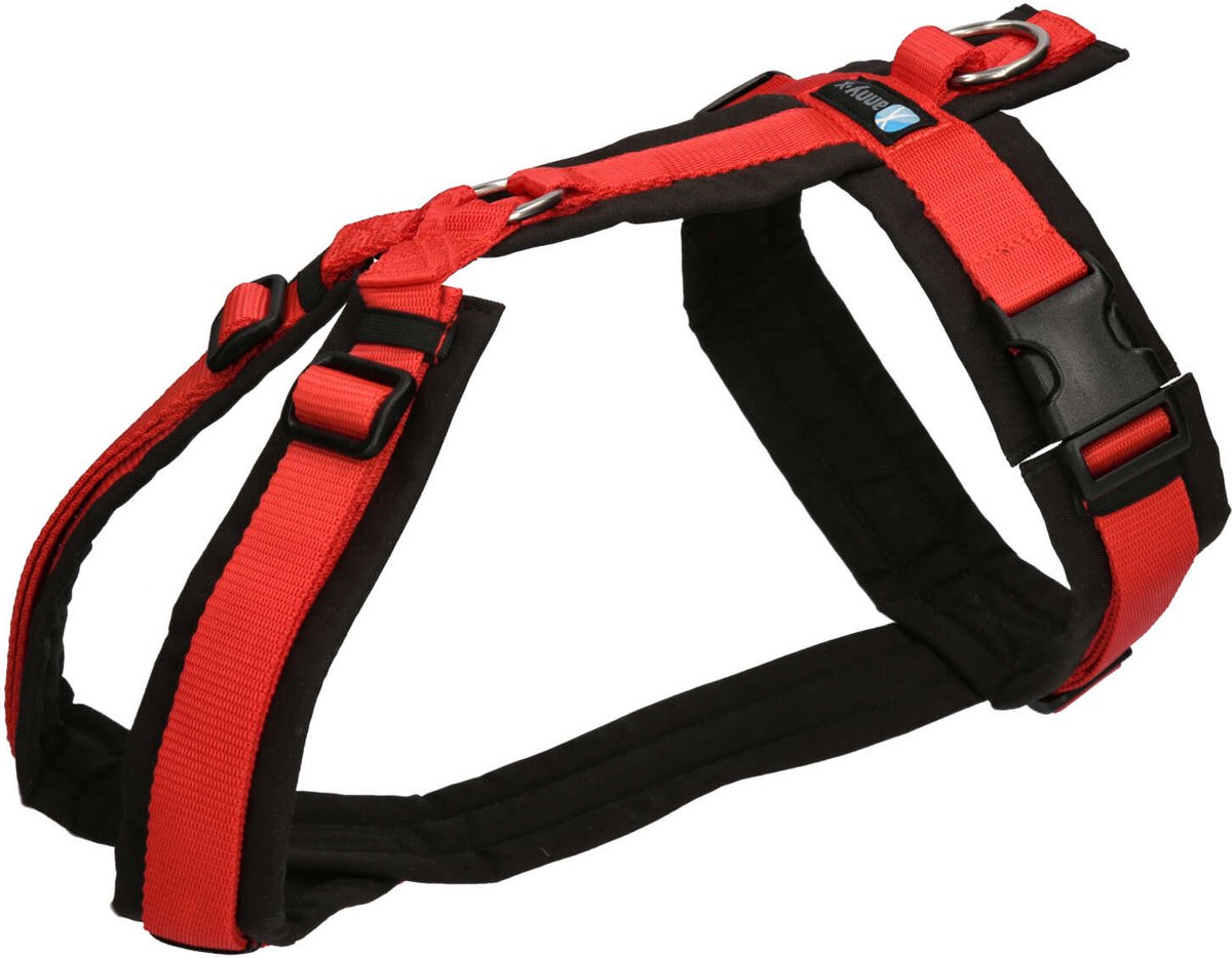 AnnyX Hondentuig - Y-tuig - Rood/Zwart - maat XL - Borstomvang 78-105cm - Gewicht hond 35-80 kg
