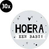 30x Sluitsticker Hoera een baby! | Mint | 40 mm | Geboorte Sticker | Sluitzegel | Sticker Geboortekaart | Baby nieuws | Zwangerschap |Luxe Sluitzegel