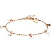 ZINZI zilveren fantasie armband 14K rosé verguld rond wit zwart rood ZIA1995R