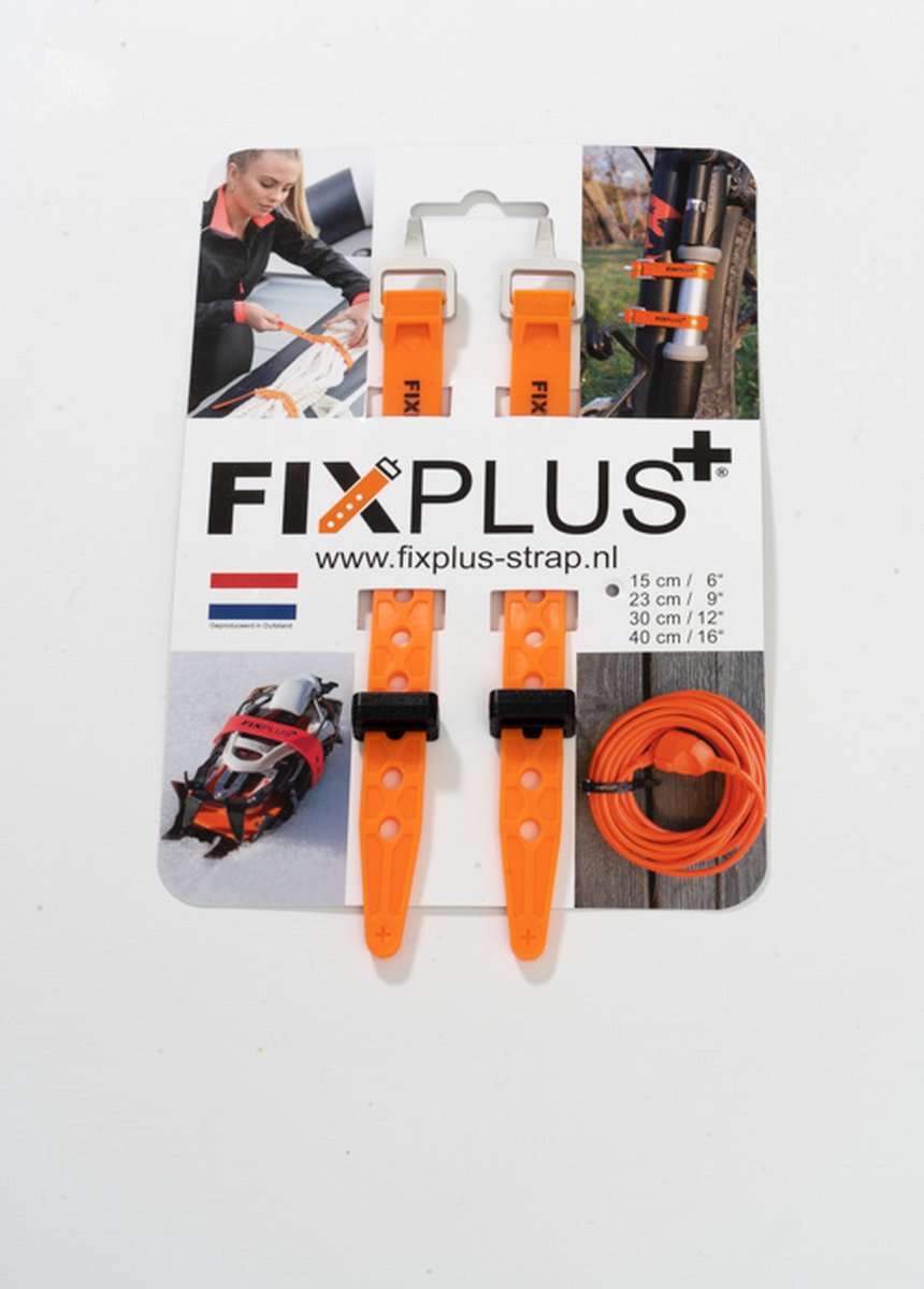 2 Fixplus straps oranje 15cm - TPU spanband voor snel en effectief bundelen en bevestigen van fietsonderdelen, ski's, buizen, stangen, touwen en latten