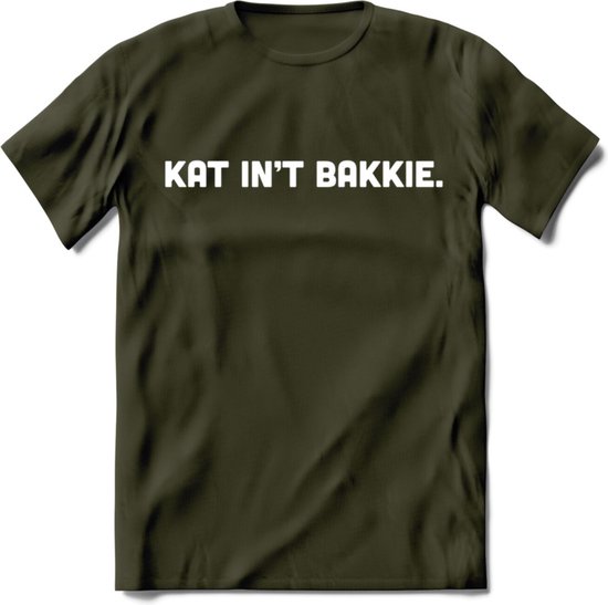Kat Int Bakkie - Katten T-Shirt Kleding Cadeau | Dames - Heren - Unisex | Kat / Dieren shirt | Grappig Verjaardag kado | Tshirt Met Print | - Leger Groen - XXL
