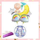 Selfcare giftset Oh baby! - Grote folie ballonnen set Baby & Moonflower bodylotion dames - Babygeschenkset - Lakshmi - Verzorgingspakket vrouw - Helium ballon - Kraam Cadeau Babyshower Ballon