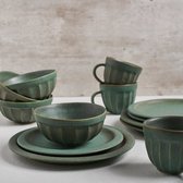 Portugees servies - dinerbord cozy groen - servies - keramiek - set van 6 - 28 cm rond