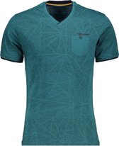 Gabbiano T-shirt V Hals T Shirt Met Subtiele Allover Print 152580 Petrol Green 514 Mannen Maat - XL