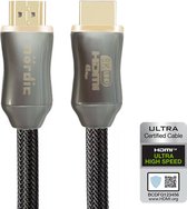NÖRDIC HDMI-310a Gecertificeerde Ultra High Speed HDMI naar HDMI 2.1 kabel - 8K 60Hz - 48Gbps - 1m - Zwart