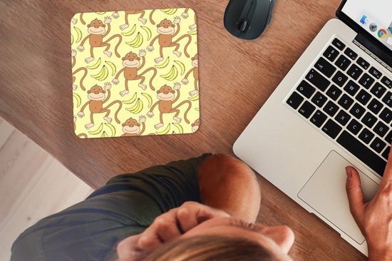 Muismat 20x20 cm - Mousepad Patroon - Aap - Banaan - Muismatten
