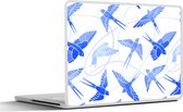 Laptop sticker - 17.3 inch - Patroon - Blauw - Vogel - 40x30cm - Laptopstickers - Laptop skin - Cover