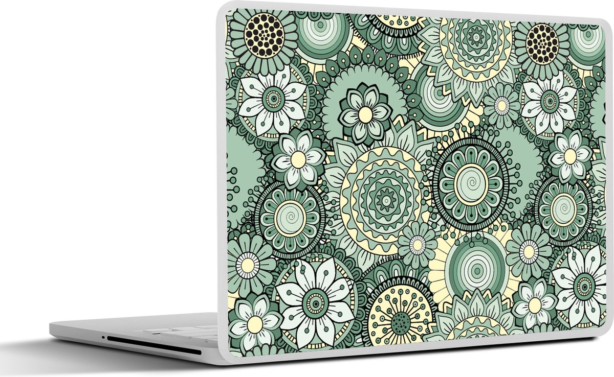Laptop sticker - 13.3 inch - Bloemen - Groen - Patronen - 31x22,5cm - Laptopstickers - Laptop skin - Cover