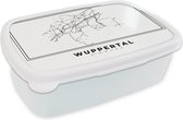 Broodtrommel Wit - Lunchbox - Brooddoos - Zwart Wit – Duitsland – Plattegrond – Stadskaart – Kaart – Wuppertal - 18x12x6 cm - Volwassenen
