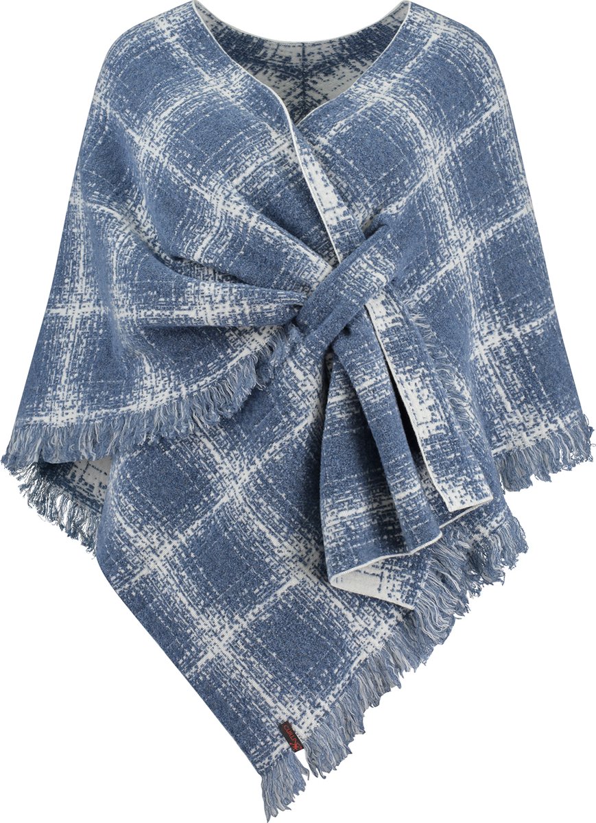 Geblokte dames sjaal met franjes groen blauw online bestellen | Scapino