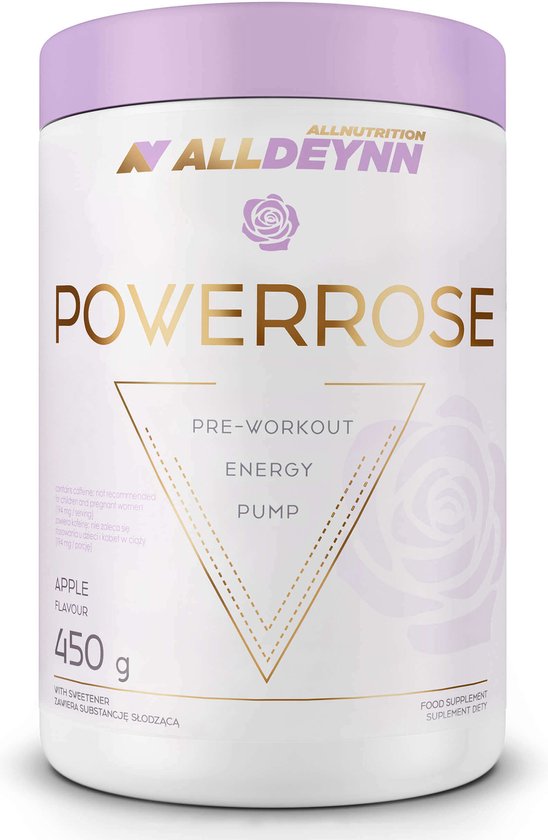 Alldeynn | Powerrose | Smaak: Bubble gum | 450 gram | Pre work-out | vrouwen | supplement | kan helpen met energy | focus, kracht | snel herstel, Uithoudingsvermogen | betere prestaties | betere doorbloeding | tegen Melkzuur | harder trainen, sterker