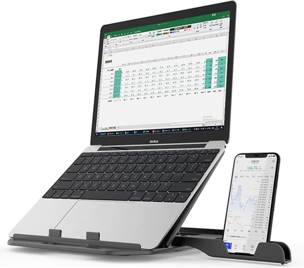 Laptop Standaard - Telefoonhouder - Laptopstandaard - Verstelbaar/Draaibaar - Laptophouder - Laptoptafel - Tablet Houder - Laptop Tafel - Tablethouder - N2 Ergonomische Laptop Standaard
