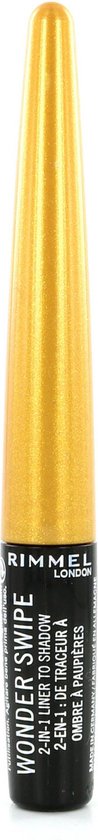 Gouden vloeibare eyeliner met een conische applicator.