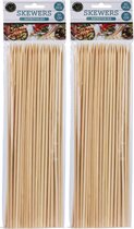 100x Bamboe houten sate prikkers/spiezen 30 cm - Vleespennen - BBQ spiezen - Cocktail prikkers