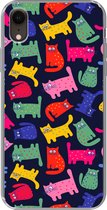 Geschikt voor iPhone XR hoesje - Patronen - Kat - Regenboog - Roze - Meisjes - Kinderen - Kindje - Siliconen Telefoonhoesje