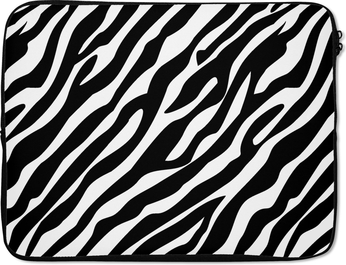 Laptophoes 17 inch - Dieren - Zebra - Design - Laptop sleeve - Binnenmaat 41x28 cm - Zwarte achterkant
