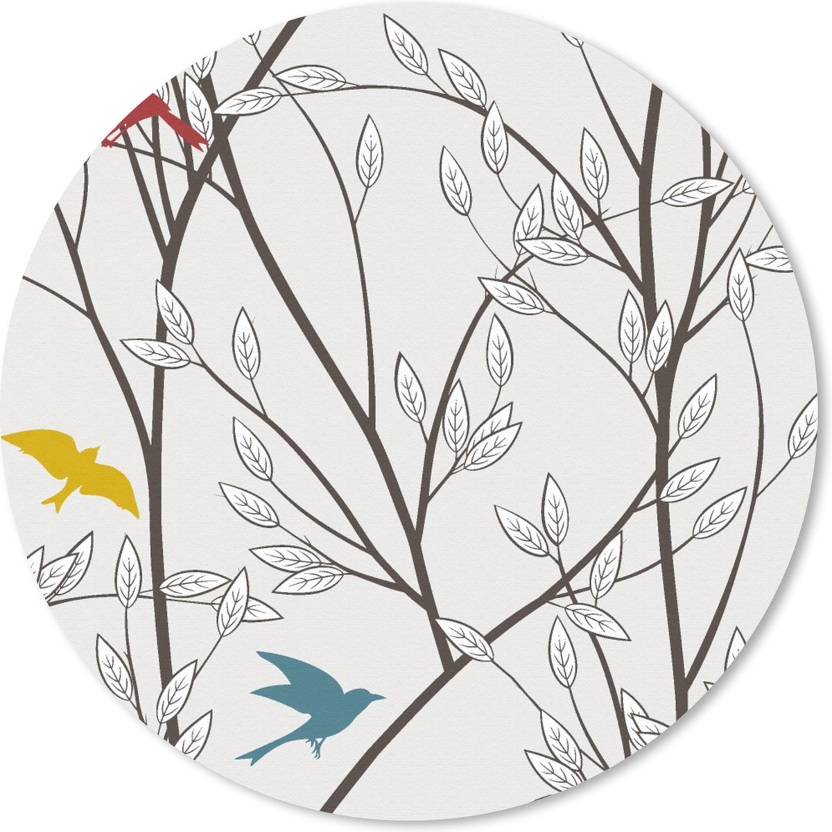 Muismat rond 30x30 cm - Mousepad Patronen - Planten - Vogel - Ronde muismatten