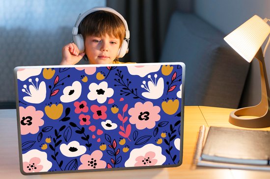 Sticker ordinateur portable - 17,3 pouces - Fleurs - Feuilles - Motifs
