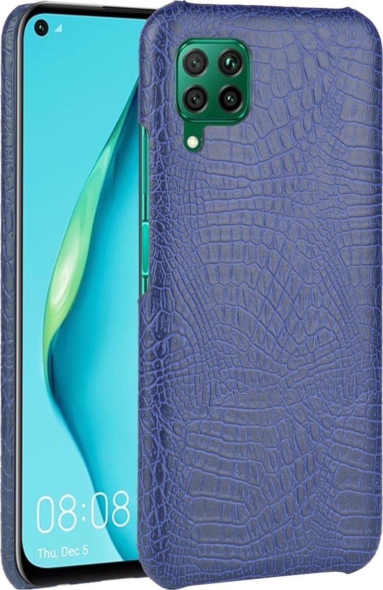 Mobigear Hoesje geschikt voor Huawei P40 Lite Telefoonhoesje Hardcase | Mobigear Croco Backcover | P40 Lite Case | Back Cover - Blauw