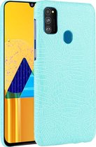 Mobigear Hoesje geschikt voor Samsung Galaxy M21 Telefoonhoesje Hardcase | Mobigear Croco Backcover | Galaxy M21 Case | Back Cover - Turquoise
