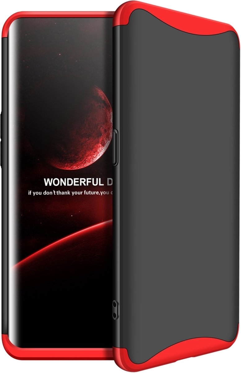 Mobigear Hoesje geschikt voor OPPO Find X Telefoonhoesje Hardcase | Mobigear TriGuard Backcover | Find X Case | Back Cover - Zwart / Rood