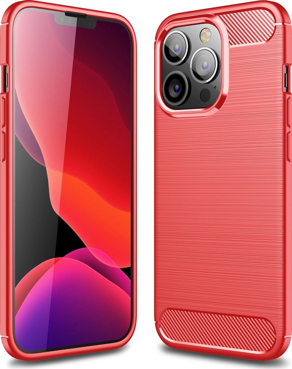 Mobigear Hoesje geschikt voor Apple iPhone 13 Pro Max Telefoonhoesje Flexibel TPU | Mobigear Brushed Slim Backcover | iPhone 13 Pro Max Case | Back Cover - Rood