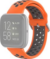 Mobigear Siliconen Watch bandje geschikt voor Fitbit Versa 2 Bandje Gespsluiting | Mobigear Active - Oranje / Grijs