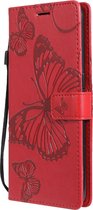 Mobigear Telefoonhoesje geschikt voor OPPO A53s Hoesje | Mobigear Butterfly Bookcase Portemonnee | Pasjeshouder voor 2 Pasjes | Telefoonhoesje voor Pinpas / OV Kaart / Rijbewijs - Rood