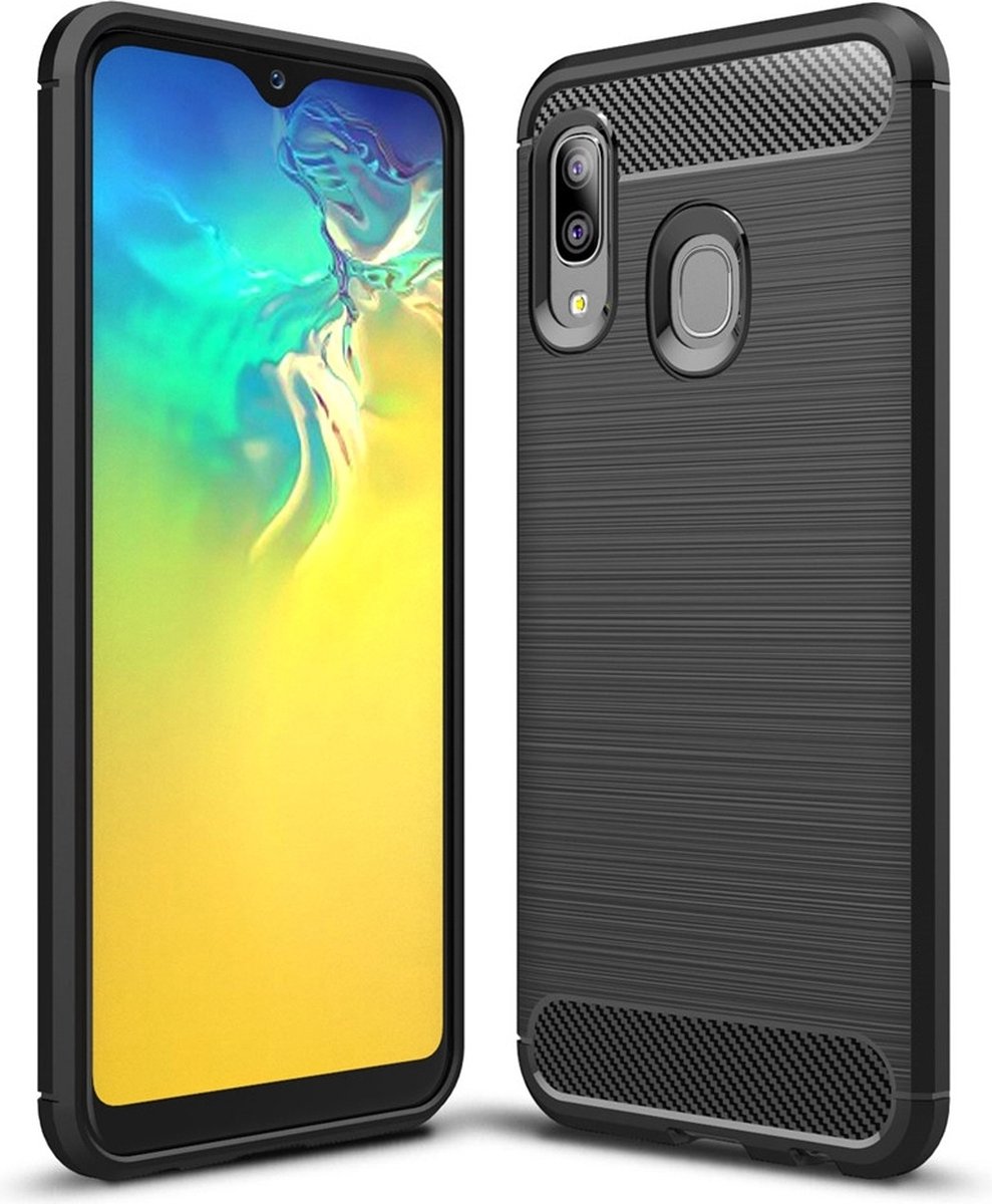 Mobigear Hoesje geschikt voor Samsung Galaxy A20e Telefoonhoesje Flexibel TPU | Mobigear Brushed Slim Backcover | Galaxy A20e Case | Back Cover - Zwart
