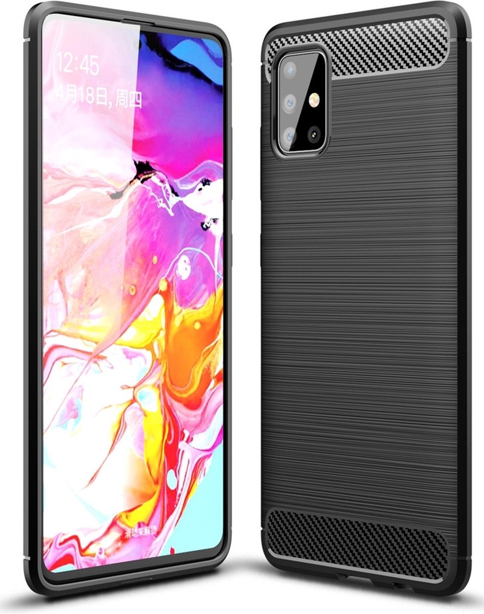 Mobigear Hoesje geschikt voor Samsung Galaxy A51 Telefoonhoesje Flexibel TPU | Mobigear Brushed Slim Backcover | Galaxy A51 Case | Back Cover - Zwart