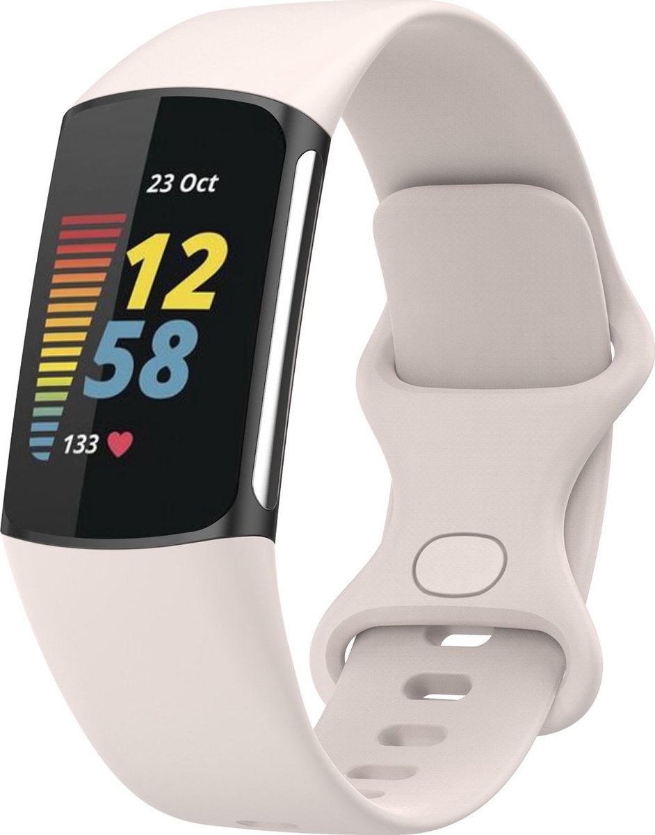 Mobigear Siliconen Watch bandje geschikt voor Fitbit Charge 5 Bandje Druksluiting | Mobigear Sport Dual - Sterrenlicht