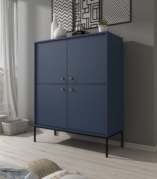 Meubella - Dressoir Moreno - Blauw - 104 cm - Hoog