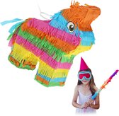 Relaxdays pinata ezel verjaardag voor kinderen - zelf vullen - regenboog pinata meisjes