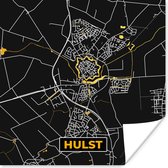 Poster Houx - Plan de la ville - Black and Gold et Or - Carte - Carte - 75x75 cm