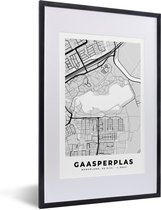 Fotolijst incl. Poster - Kaarten - Gaasperplas - Nederland - Plattegrond - Stadskaart - 40x60 cm - Posterlijst