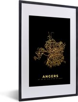 Fotolijst incl. Poster - Angers – Frankrijk – Kaart - Stadskaart – Plattegrond - 40x60 cm - Posterlijst
