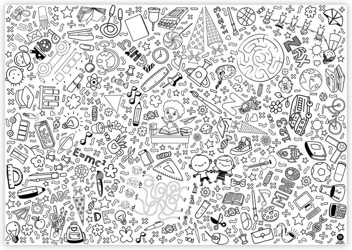 Coloriage Nappe à colorier - Coloriage Coloriage nappe École - Fête