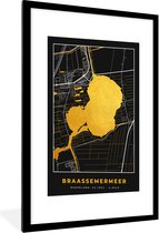 Fotolijst incl. Poster - Kaart - Plattegrond - Stadskaart - Braassemermeer - Goud - 60x90 cm - Posterlijst