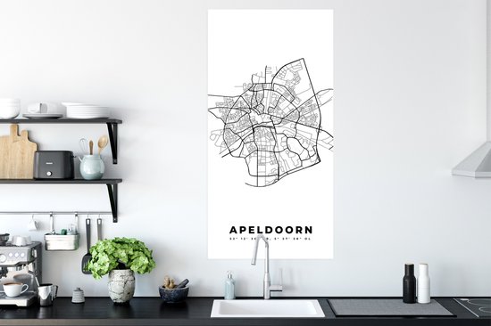 Affiche Nederland -Bas – Apeldoorn – Plan de la Ville – Carte – Wit – Carte - 60x120 cm