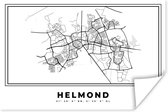 Poster Stadskaart – Zwart Wit - Kaart – Helmond – Nederland – Plattegrond - 180x120 cm XXL
