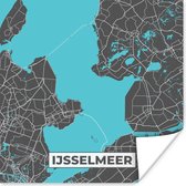 Poster Plattegrond - Stadskaart - Water - Nederland - Kaart - IJsselmeer - 75x75 cm