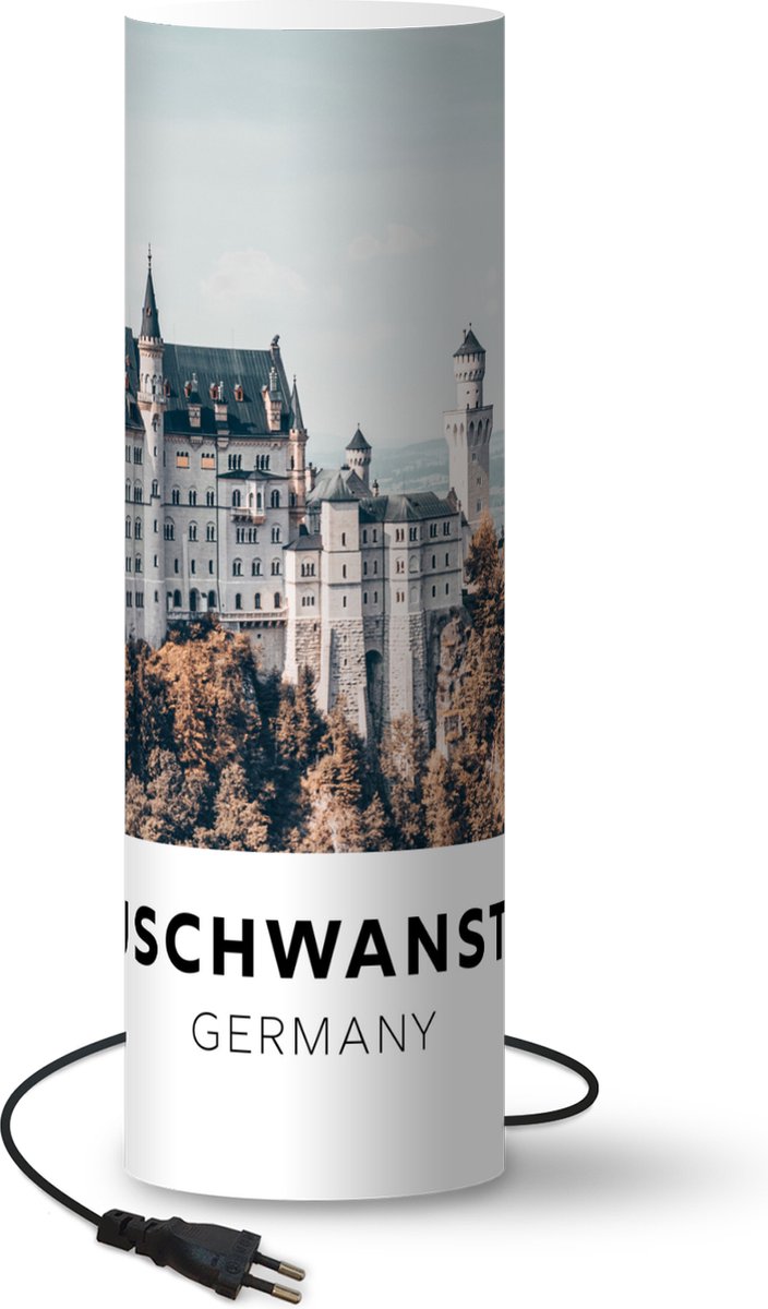 Lamp - Nachtlampje - Tafellamp slaapkamer - Duitsland - Kasteel - Bomen - 50 cm hoog - Ø15.9 cm - Inclusief LED lamp