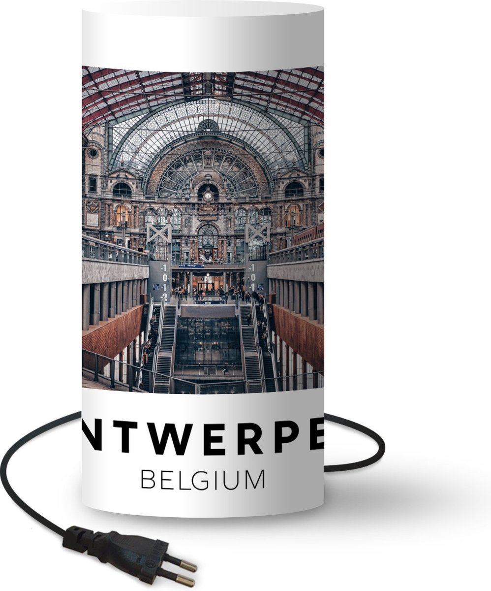 Lamp - Nachtlampje - Tafellamp slaapkamer - Antwerpen - België - Architectuur - 54 cm hoog - Ø24.8 cm - Inclusief LED lamp