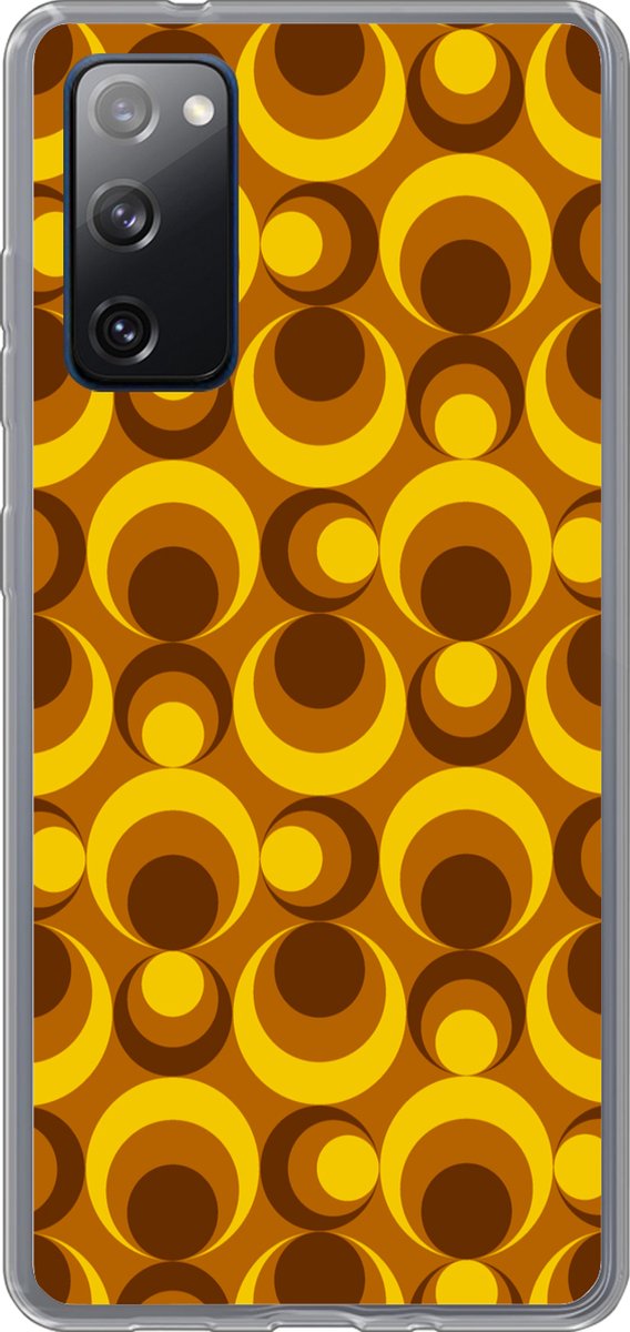 Telefoonhoesje Geschikt voor Samsung Galaxy S20 FE hoesje - Patronen - Retro - Bruin - Geel - Siliconen Telefoonhoesje Telefoonhoesje