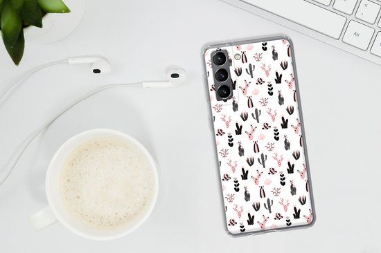 Coque Samsung Galaxy S21 - Meiden - Cactus - Rose - Motifs - Fille - Kids - Enfants - Coque de téléphone en Siliconen