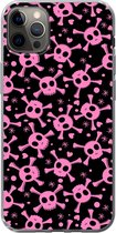Geschikt voor iPhone 12 Pro Max hoesje - Meisje - Piraten - Roze - Patronen - Girl - Kind - Kinderen - Siliconen Telefoonhoesje