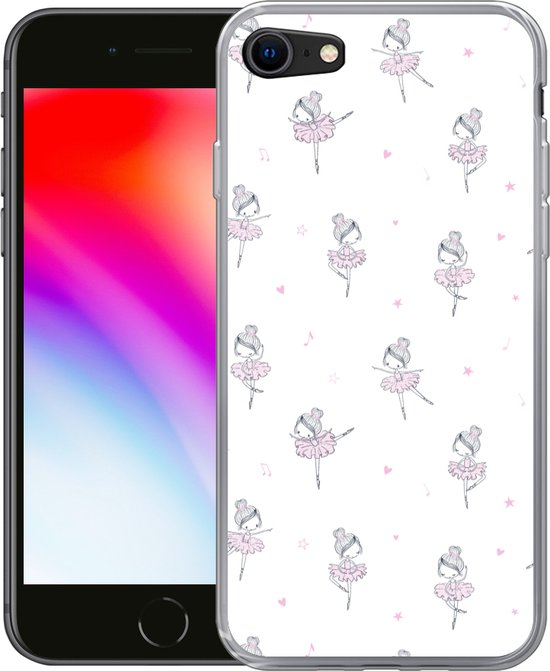Telefoonhoesje Geschikt voor iPhone SE 2020 hoesje - Meiden - Ballet - Roze - Patronen - Girl - Kids - Kinderen - Siliconen Telefoonhoesje Telefoonhoesje
