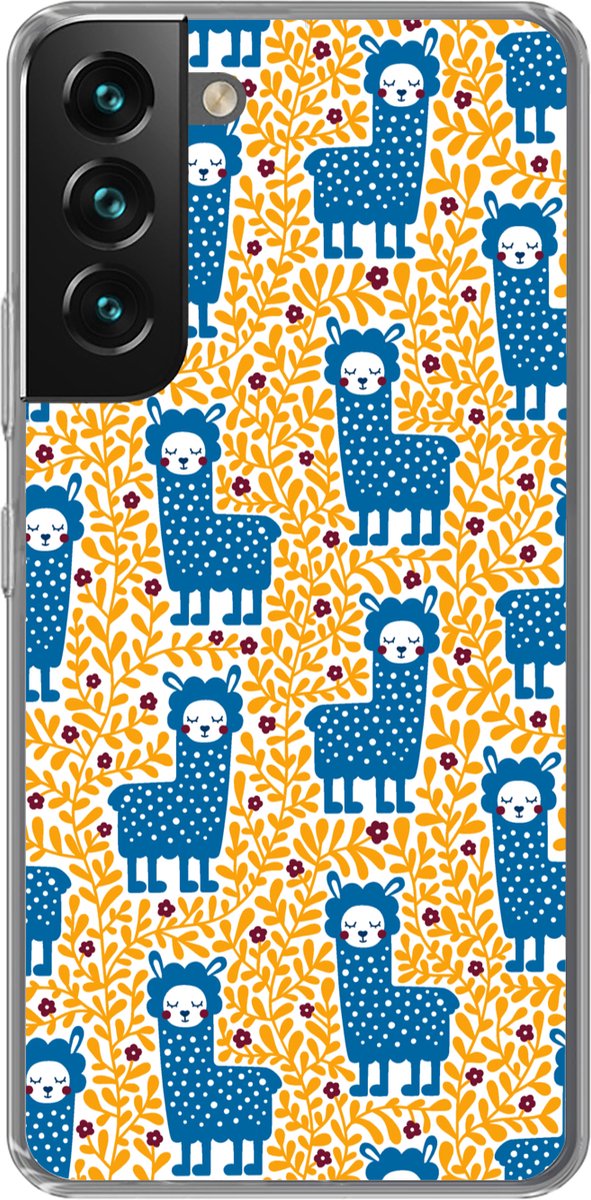 Telefoonhoesje Geschikt voor Samsung Galaxy S22 Plus hoesje - Meisjes - Lama - Planten - Patronen - Girl - Kids - Kinderen - Meiden - Siliconen Telefoonhoesje Telefoonhoesje - Gadgets en trends