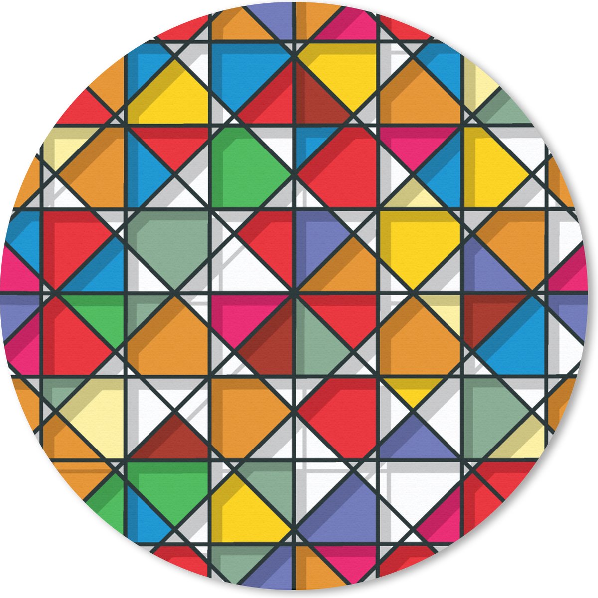 Muismat rond 40x40 cm - Mousepad Glas - Geometrie - Design - Ronde muismatten
