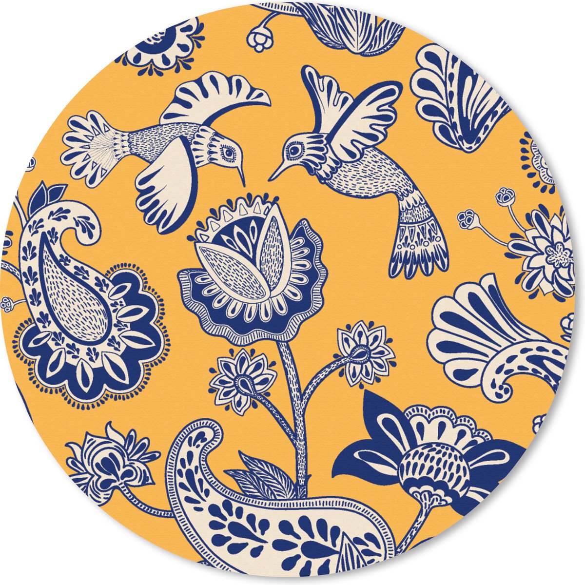 Muismat rond 30x30 cm - Mousepad Jungle - Design - Vogel - Kolibrie - Ronde muismatten